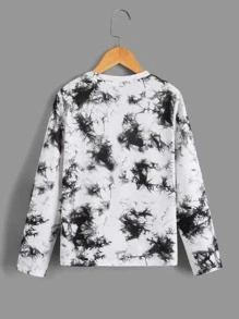 SHEIN 男孩熊和字母圖案紮染T恤