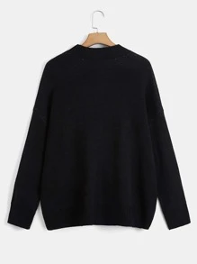 ROMWE Goth 大碼骷髏圖案落肩袖套頭毛衣