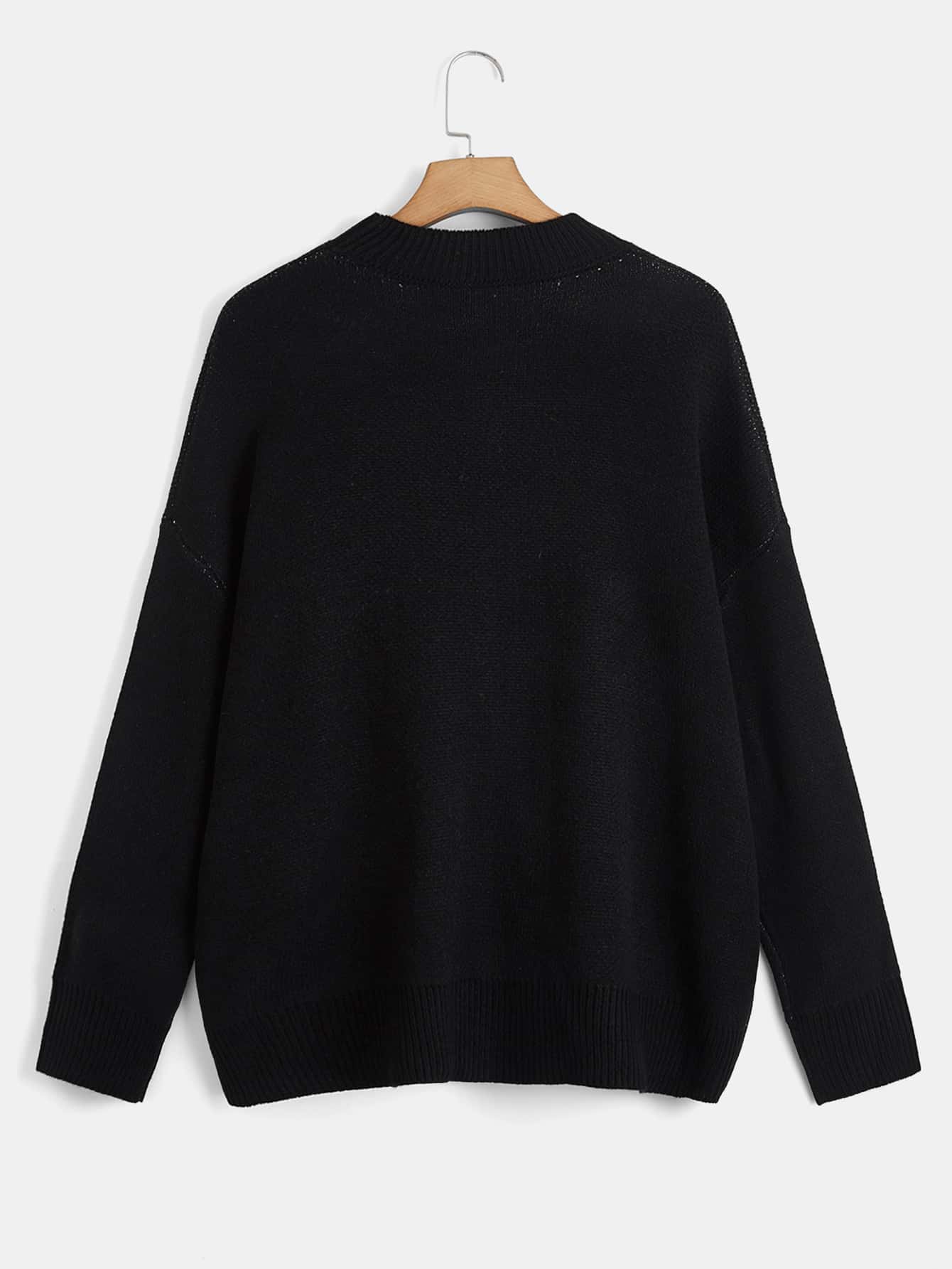 Plus Skeleton Pattern Drop Shoulder Sweater