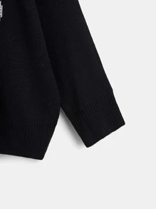 ROMWE Goth 大碼骷髏圖案落肩袖套頭毛衣