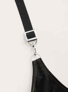 SHEIN ICON O-Ring Detail Linked Cut Out Side Pleated Skirt - Black - View 3
