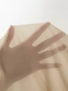 SHEIN ICON 褶邊後背繫帶手帕下擺網紗掛脖上衣 - 杏色 - 查看 5