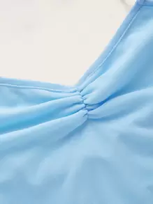 SHEIN ICON Top Y2k Halter De Malla De Hilito Con Doblez Replegado, Diseño De Espalda Abierta Con Corbata'