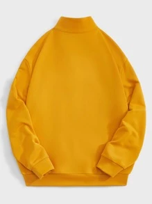 Manfinity Men Letter Graphic Half Zip Sweatshirt - Mustard Yellow - View 2
