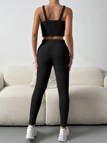 SHEIN ChicEase Áo len nữ kết hợp Túi màu trơn Giải trí - màu đen - Xem 8