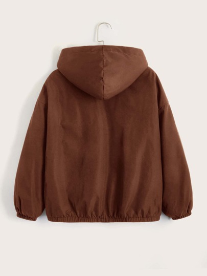 Chaqueta con capucha de forro de pelito con estampado de astas, para invierno