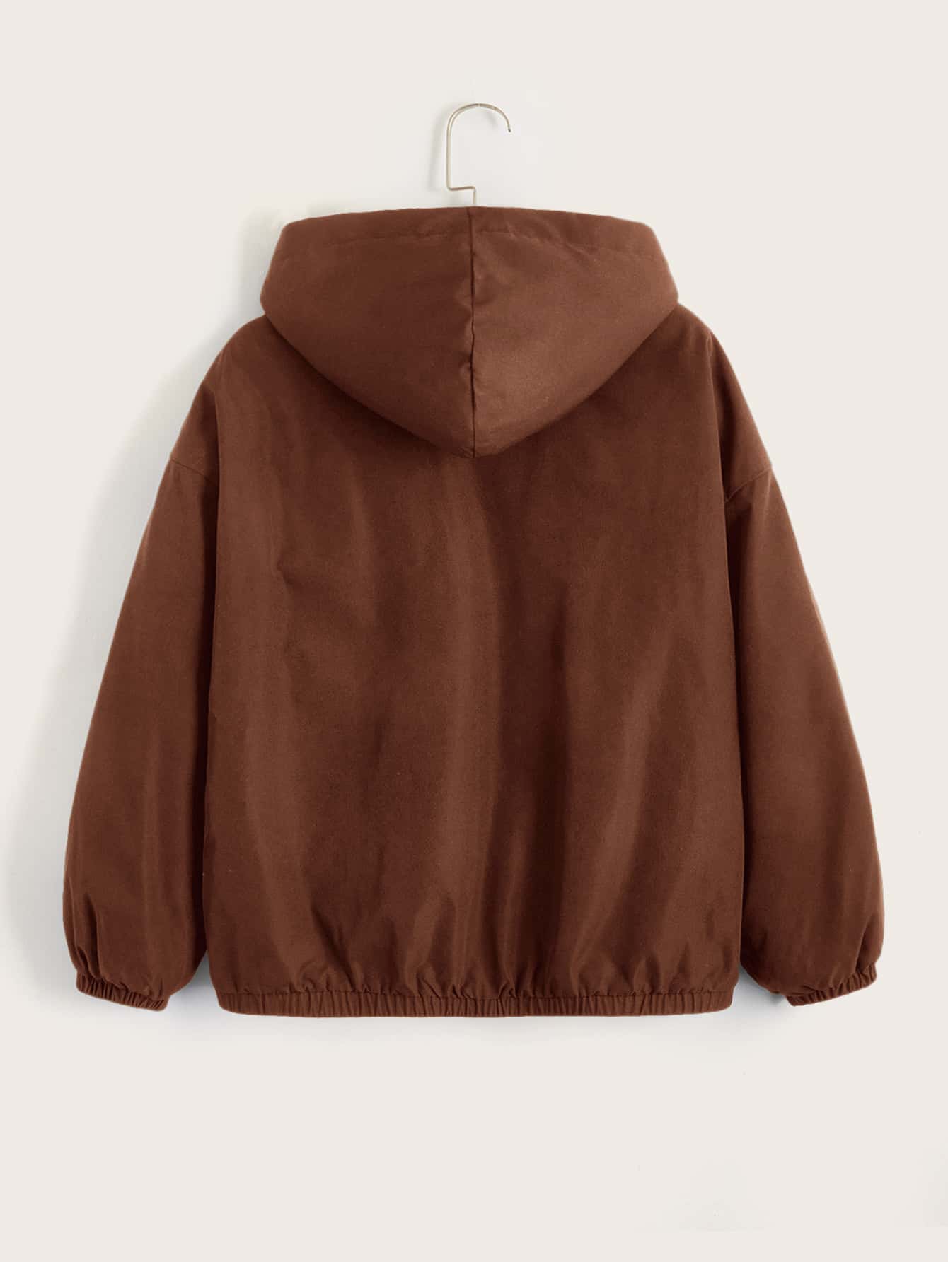 Plus Antler Print Teddy Lined Hooded Jacket, For Winter Fall Autumn