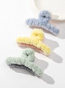3入組雙色毛茸茸髮爪 - 彩色 - 查看 2