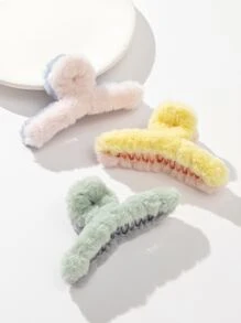 3入組雙色毛茸茸髮爪 - 彩色 - 查看 3