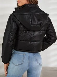 SHEIN EZwear Zip Up Hooded Padded Coat For Winter