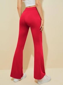 SHEIN EZwear Quần nữ màu trơn Thanh lịch - Đỏ - Xem 2