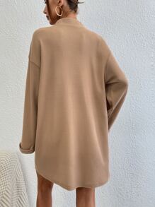 SHEIN Frenchy Solid Drop Shoulder Tee Dress Without Belt - Camel - View 2