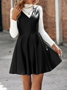 SHEIN Privé Vestido overol unicolor sin top - Negro - Ver 5