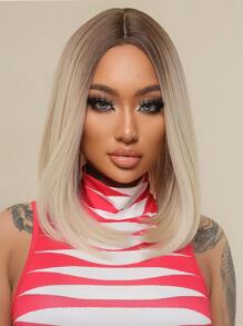 13*6*1 Lace Front Short Straight Synthetic Wig - Multicolor - View 1