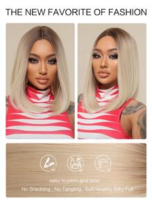 13*6*1 Lace Front Short Straight Synthetic Wig - Multicolor - View 4