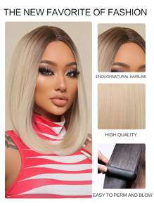 13*6*1 Lace Front Short Straight Synthetic Wig - Multicolor - View 5