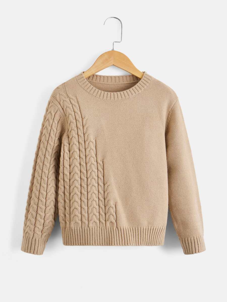 Boys Cable Knit Jumper - Khaki - View 1