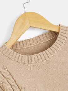 Boys Cable Knit Jumper - Khaki - View 4