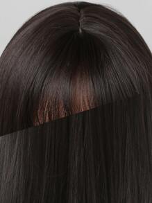 Tóc giả tổng hợp dài thẳng có tóc mái - màu nâu - Xem 6