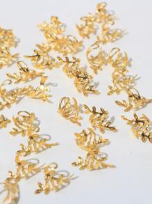 40pcs Gold Color Leaf Shaped Hair Ties For Women, Fashionable Leaf Hair Accessories
