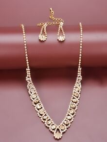 3 cái Rhinestone Trang trí Trang sức Bộ - Vàng - Xem 5