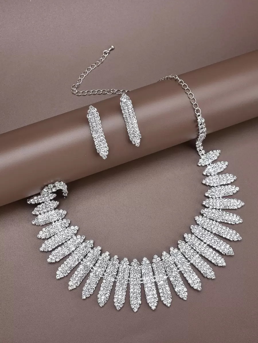 3 piezas Set joya con diseño de diamante de imitación