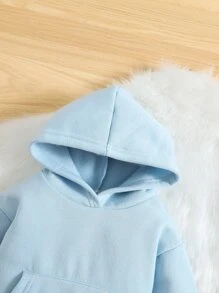 Baby Kangaroo Pocket Hoodie & Joggers - Baby Blue - View 4