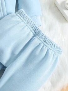 Baby Kangaroo Pocket Hoodie & Joggers - Baby Blue - View 5