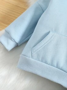 Baby Kangaroo Pocket Hoodie & Joggers - Baby Blue - View 6