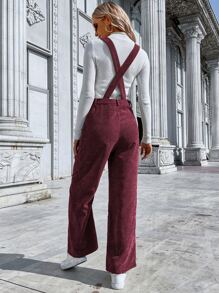 SHEIN Essnce Pocket Front Overall Jumpsuit Without Jumper - Red Violet - View 2