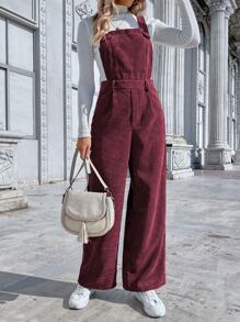 SHEIN Essnce Pocket Front Overall Jumpsuit Without Jumper - Red Violet - View 4