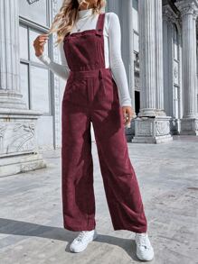 SHEIN Essnce Pocket Front Overall Jumpsuit Without Jumper - Red Violet - View 5