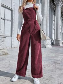 SHEIN Essnce Pocket Front Overall Jumpsuit Without Jumper - Red Violet - View 6