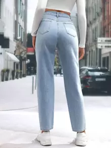 SHEIN Tall High Waist Mom Fit Jeans - Light Wash - View 2