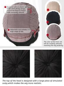 alicegarden 1 Bộ tóc giả ngắn tổng hợp chịu nhiệt màu đen, dài 10 inch, được dệt hoàn toàn bằng máy, trông tự nhiên như thật hàng ngày (Không bao gồm phụ kiện) - màu đen - Xem 8