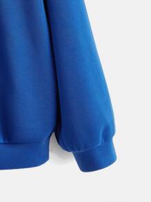 SHEIN Cậu bé Tween Đồ họa Chữ cái Thả vai Áo Hoodie & Quần thể thao - Xanh đậm - Xem 4