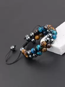 男士石頭串珠手環 - 彩色 - 查看 1