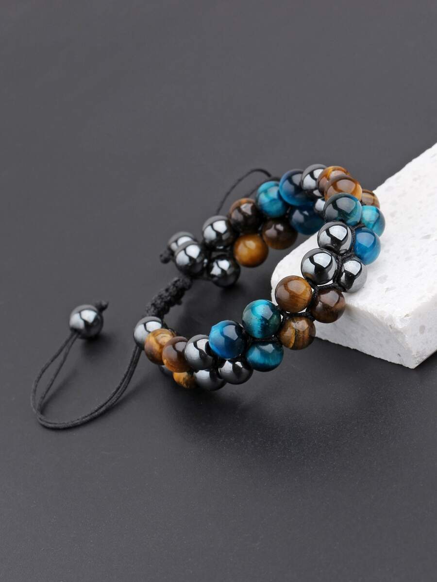 男士石頭串珠手環 - 彩色 - 查看 1