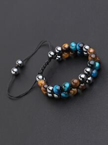 男士石頭串珠手環 - 彩色 - 查看 3