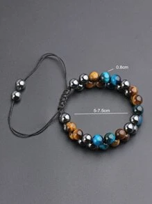 男士石頭串珠手環 - 彩色 - 查看 4