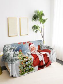 1pc Christmas Pattern Printed Sofa Cover/throw - Multicolor - View 5