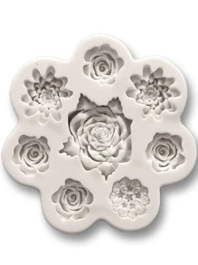 1pc Flower Design DIY Silicone Mold, Grey Candy Mold, For DIY - Light Grey - View 1