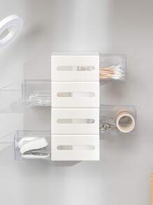 1/2/3pcs Wall Mounted Storage Box - White - View 3