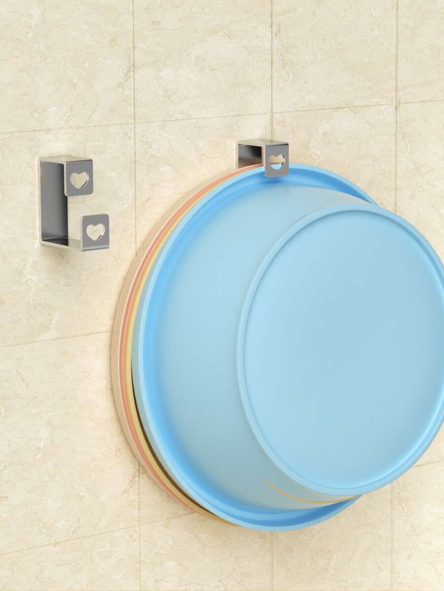 1pc Stainless Steel Washbasin Storage Rack - Grey - View 1