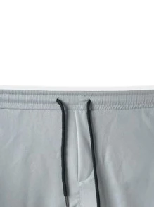 Manfinity Hypemode Men Flap Pocket Side Drawstring Waist Cargo Trousers - Light Grey - View 5