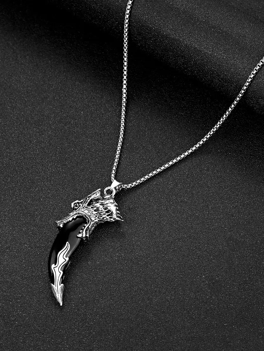 時尚流行男士狼牙吊墜項鍊適合珠寶禮物和時尚外觀 - 彩色 - 查看 1