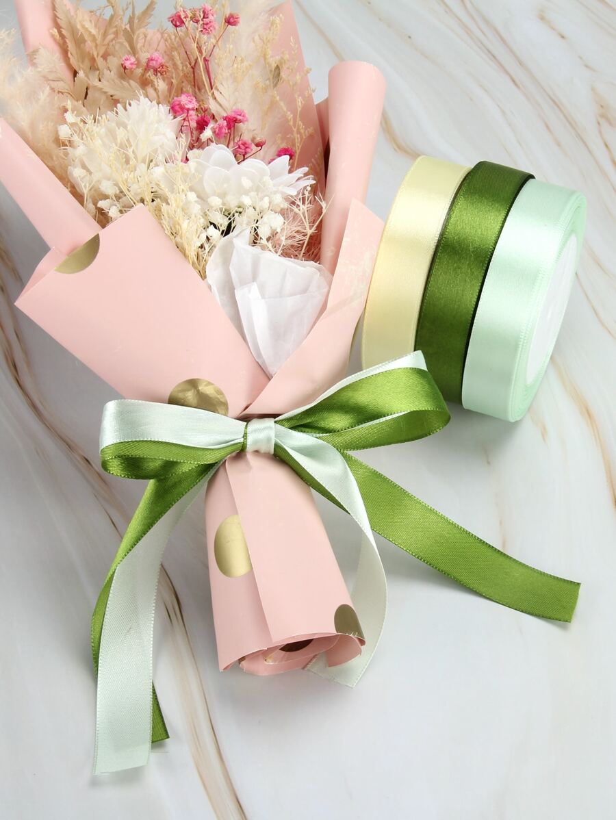 3 cuộn Ruy băng quà tặng rắn - Nhiều màu - Xem 1