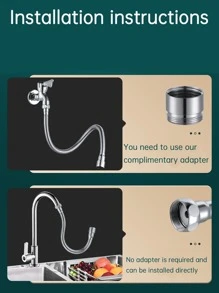 1 pieza Extensor de grifo de acero inoxidable - Plateado - Ver 5