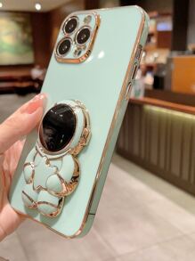 Plating Phone Case With Astronaut Stand-Out Phone Grip - Cadet Blue - View 3