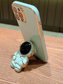 Plating Phone Case With Astronaut Stand-Out Phone Grip - Cadet Blue - View 4